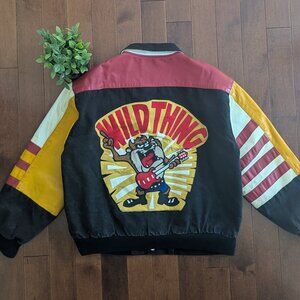 TAZ WILD THING JEFF HAMILTON VINTAGE LEATHER VARSITY JACKET